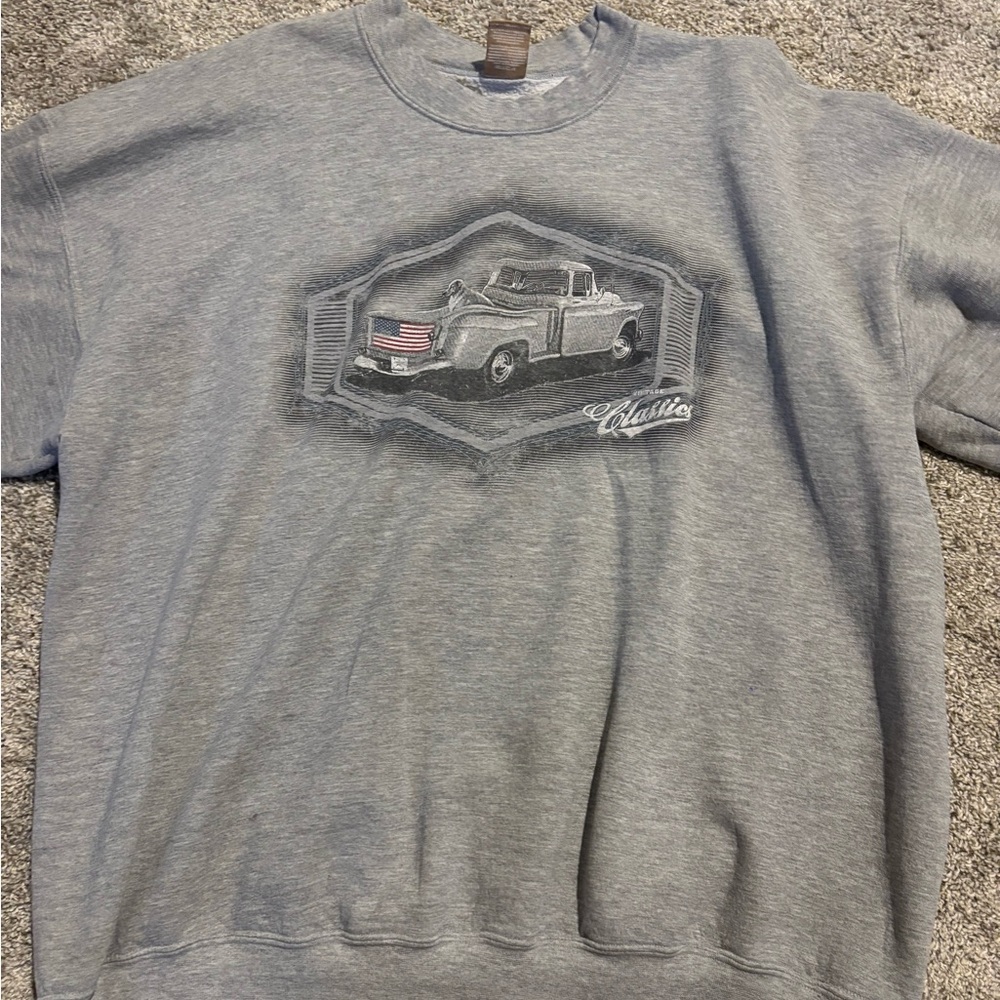 George Classic Car Graphic Gray Crewneck Sweater